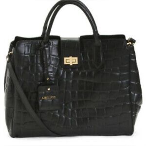 SOLD A.Bellucci Made in Italy Black Crocodile Embossed Leather Handbag Crossbody